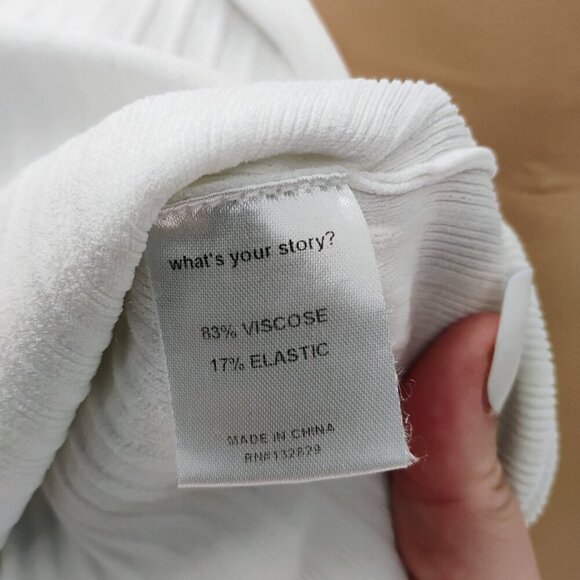 Weekend Stories Women's White Ribbed V-Neck Midi Dress Size XSmall - Picture 13 of 14